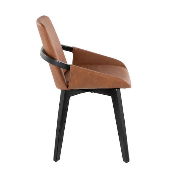 Lumisource Cosmo Camel Faux Leather and Black Wood Side Chair CH