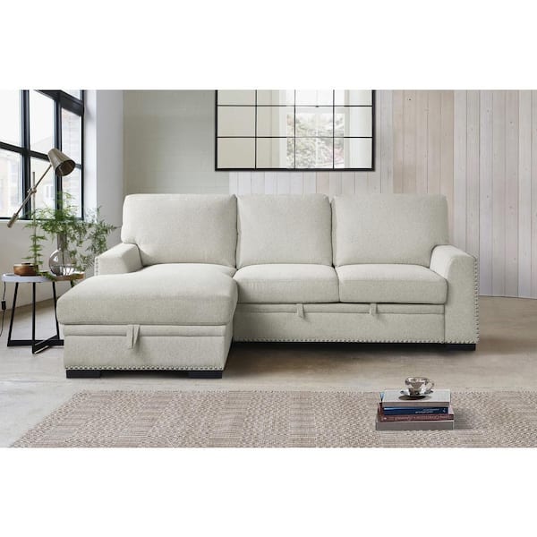 EVERGLADE HOME Driggs 96 in. Square Arm 2-Piece Chenille L-Shaped Sectional Sofa in Beige