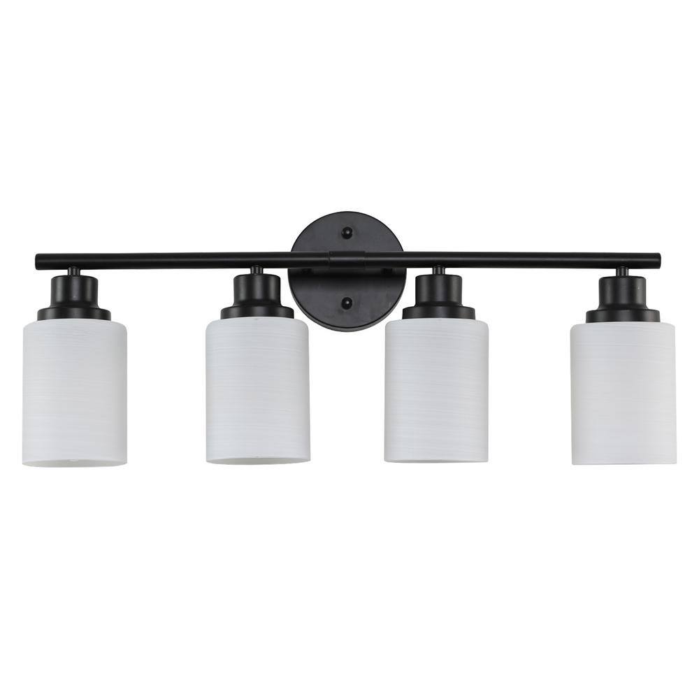 24.4 in. Modern 4-Light Bathroom Vanity Light, Frosted White Glass with Black Iron Frame (Bulb Not Included) price history on PriceWatchPro