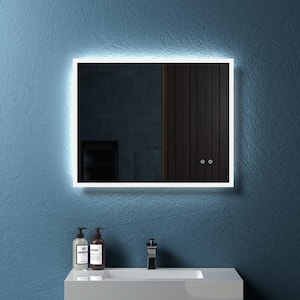 30 in. W x 24 in. H Rectangular Frameless LED Backlit Light Anti-Fog Wall Bathroom Vanity Mirror in White