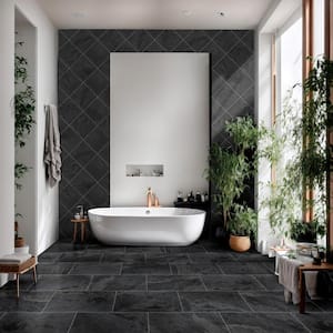 Montauk Black 12 in. x 12 in. Gauged Slate Floor and Wall Tile (10 sq. ft. / case)