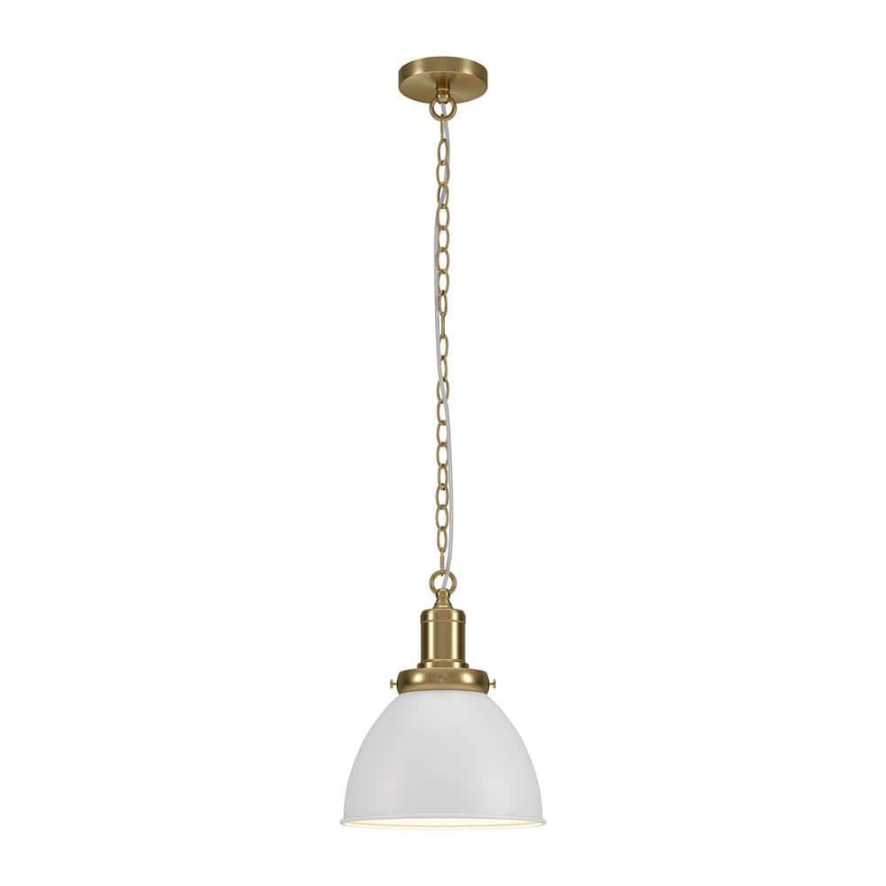Elodie 60-Watt 1-Light Matte White Pendant Light with White Metal Shade price history on PriceWatchPro