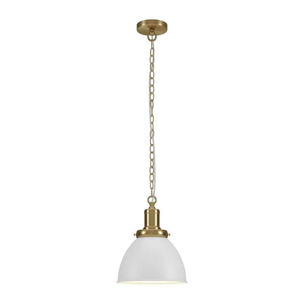 Meyer&Cross Elodie 60-Watt 1-Light Matte White Pendant Light with White Metal Shade