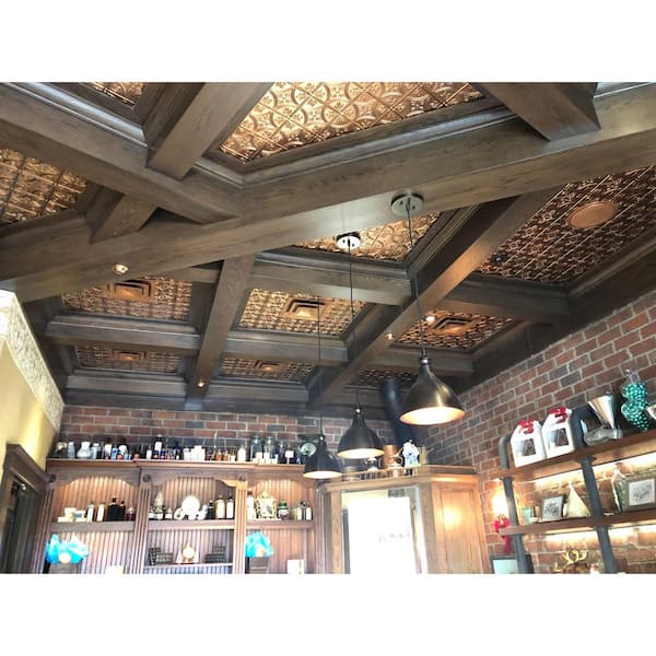 Tiny Tiptoe Lincoln Copper 2 ft. x 2 ft. Decorative Lay-in Tin Ceiling Tile (48 sq. ft./case)