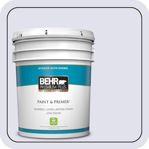 BEHR PREMIUM PLUS 5 gal. #M550-1 White Lavender Satin Enamel Low Odor Interior Paint & Primer