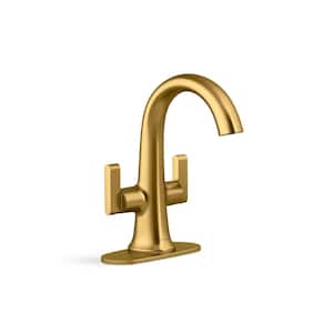 Setra Single Hole 2-Handle Monoblock Bathroom Faucet in Vibrant Moderne Brushed Brass