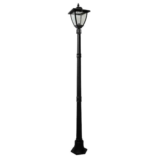 NATURE POWER Bayport 72 in. Outdoor Black Solar Lamp Post with Super Bright Natural White LED