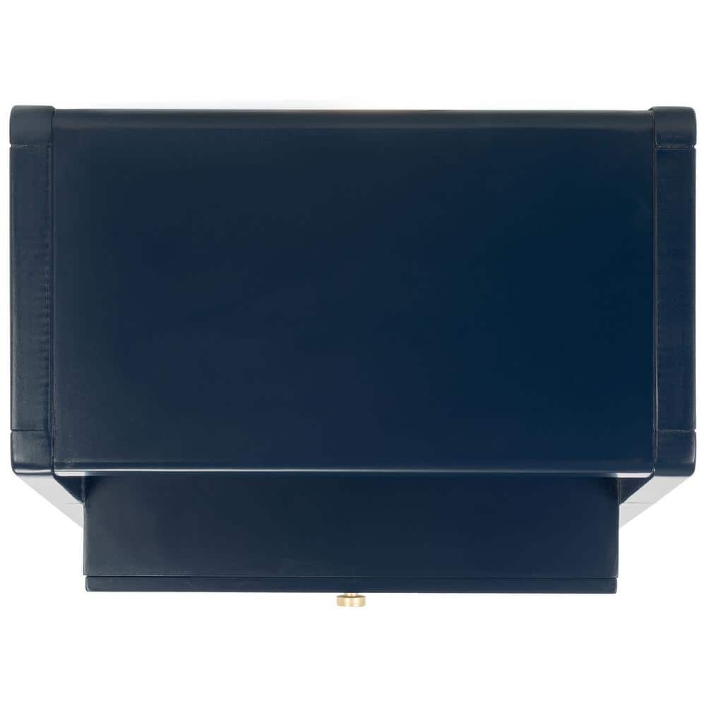 Navy and Gold Rectangular Wood Storage Accent Table with Drawers