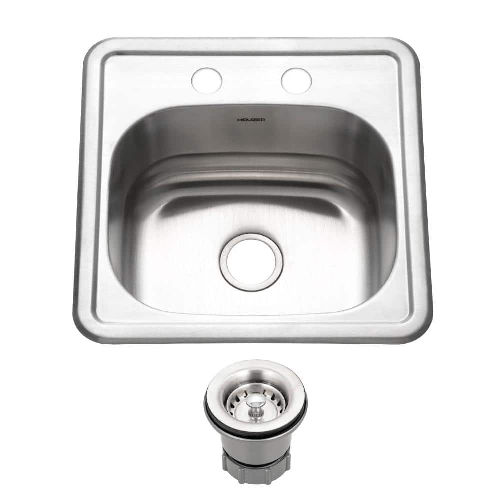 Houzer 15" Stainless Steel Topmount Bar Sink with Strainer