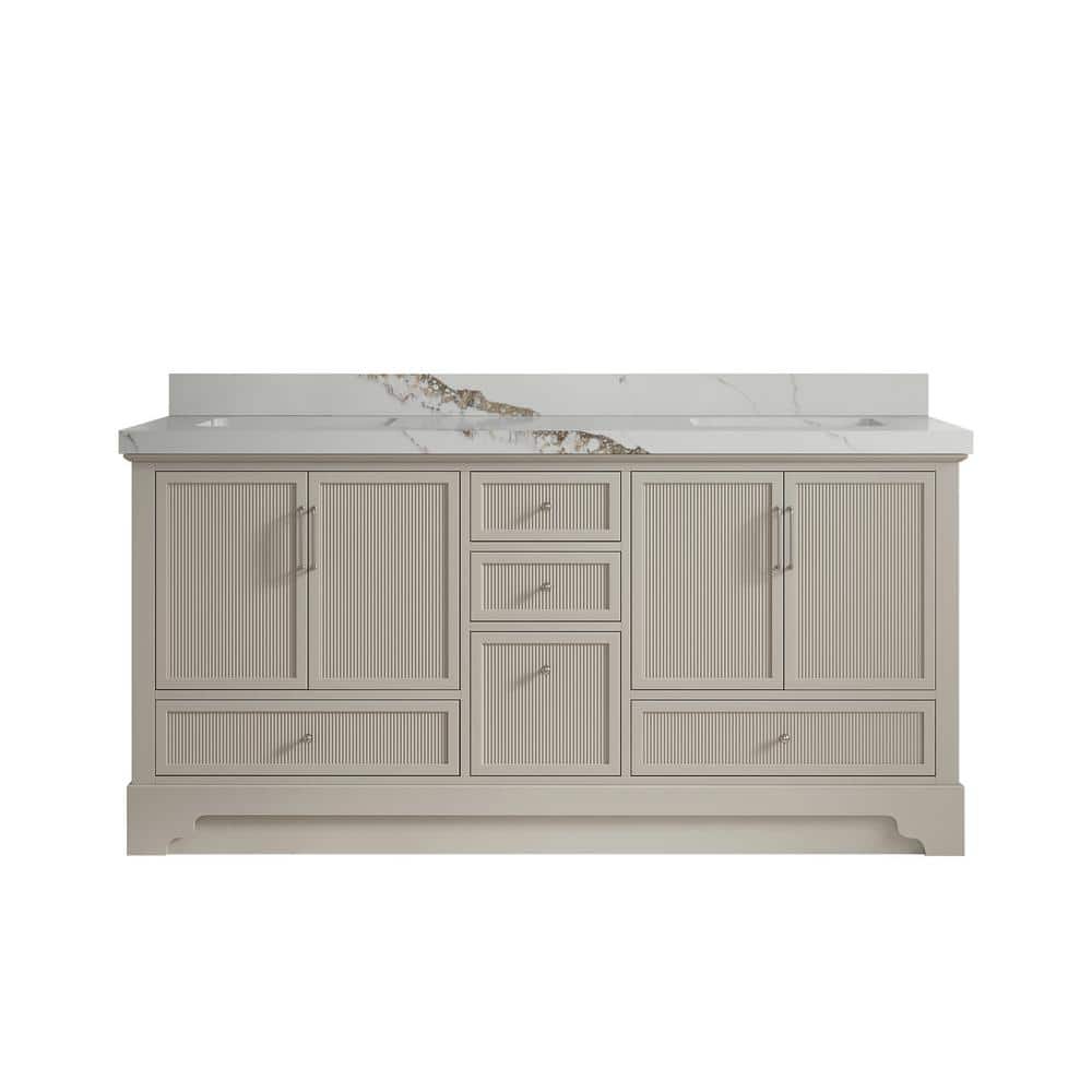 Alys 72 in. W x 22 in. D x 36 in. H Double Sink Bath Vanity in Fine Grain with 2 in. Calcutta Gold Qt. Top price history on PriceWatchPro