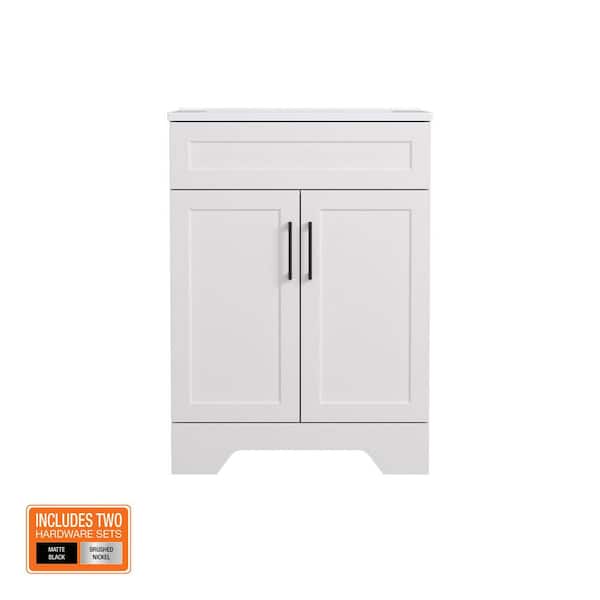 Southfield 25 in. Single Sink White Bath Vanity with Engineered Solid Surface Top (Assembled)