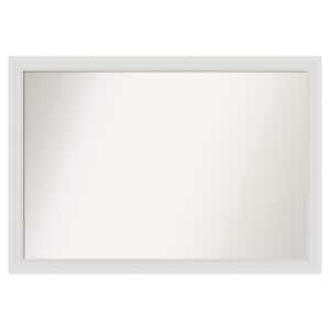 Flair Soft White Narrow 46 in. x 32 in. Custom Non-Beveled Satin Recyled Polystyrene Bathroom Vanity Wall Mirror