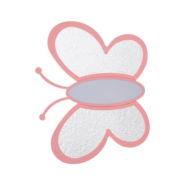 OUKANING ​ 19.68 in. Pink Creative Butterfly-Shaped Dimmable LED