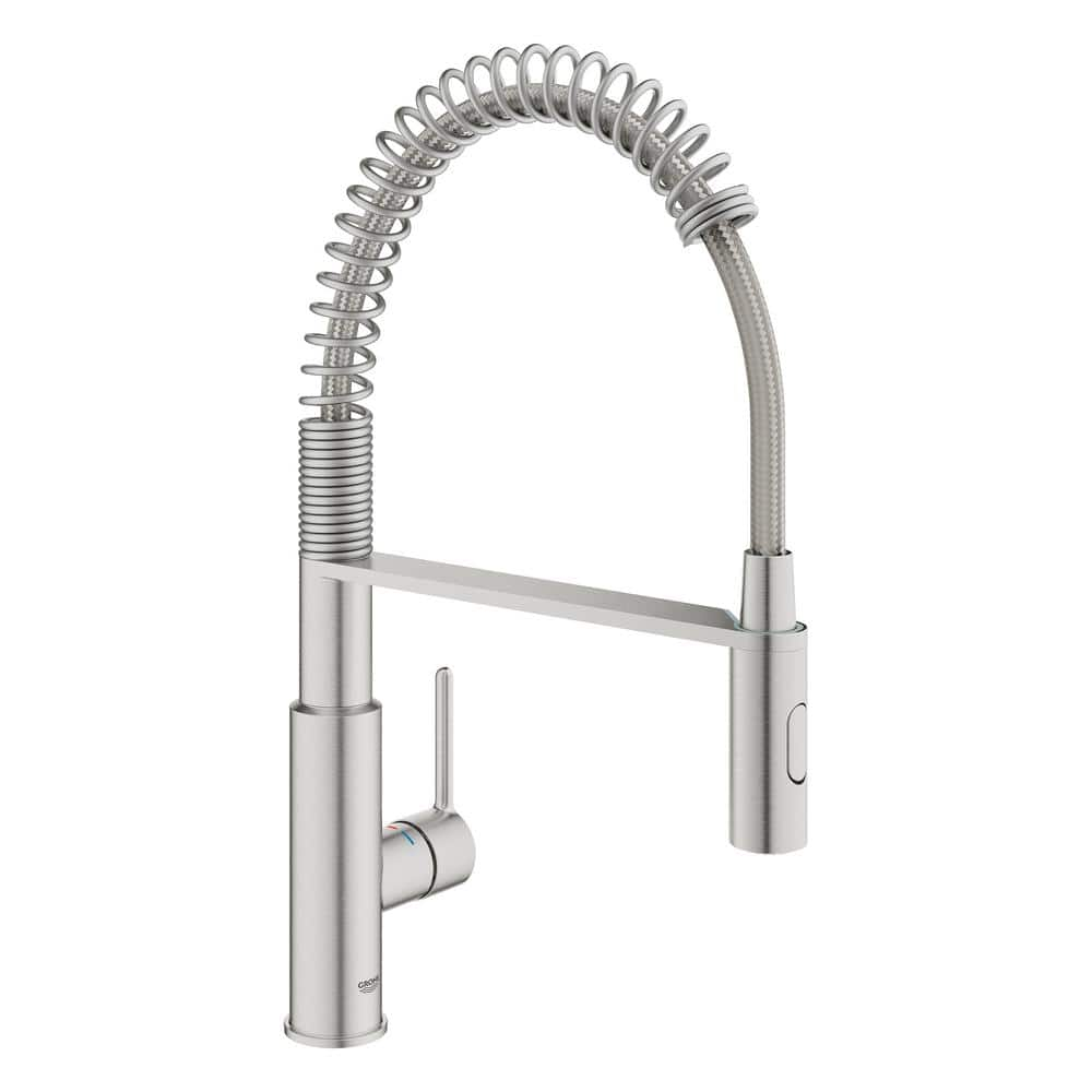 GROHE Eurosmart Semi-Pro Single Handle Pull Down Sprayer Kitchen Faucet ...