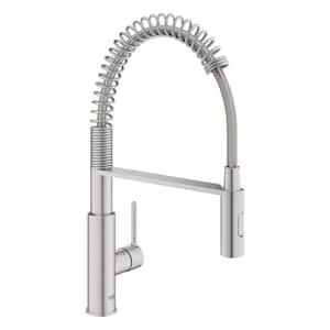 Eurosmart Semi-Pro Single Handle Pull Down Sprayer Kitchen Faucet with Dual Spray in SuperSteel