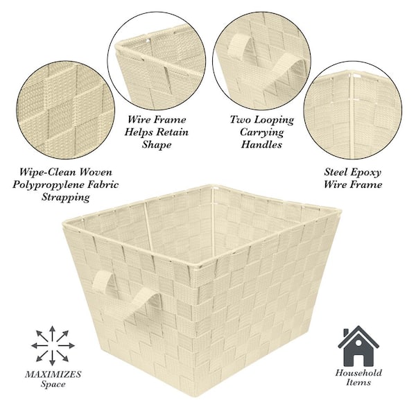 Better Homes & Gardens Fabric Cube Storage Bins (12.75 inch x 12.75 inch), 2 Pack, Ivory