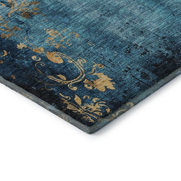 Mayfield Premium Machine Washable Abstract AMF1788 Blue 2 ft. 3 in. x 7 ft. 6 in. Runner Rug