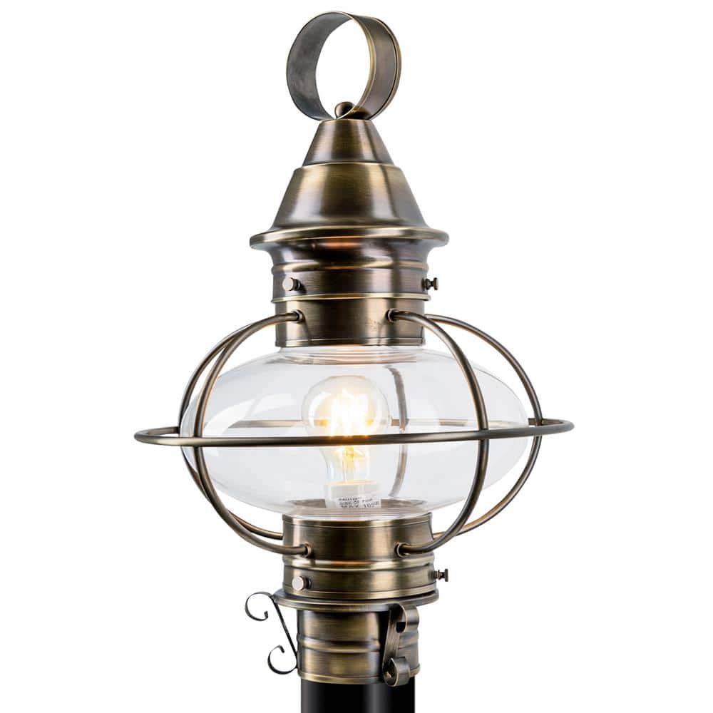 NORWELL 1Light American Onion Antique Brass Outdoor Post Lantern Light