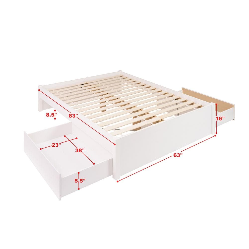 Elegant Queen Captain's Platform Bed with Upholstered Frame and 2 Storage Drawers