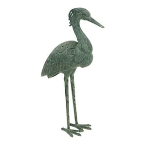 Stately Great Blue Heron, 31.5 in. Tall Blue-Grey Verdi Painted Finish
