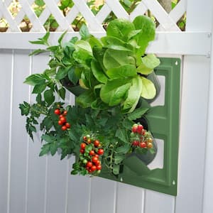 WallFlowers 17 in. Square Resin Living Wall Hanging Flower Planter in Green (4-Pot)
