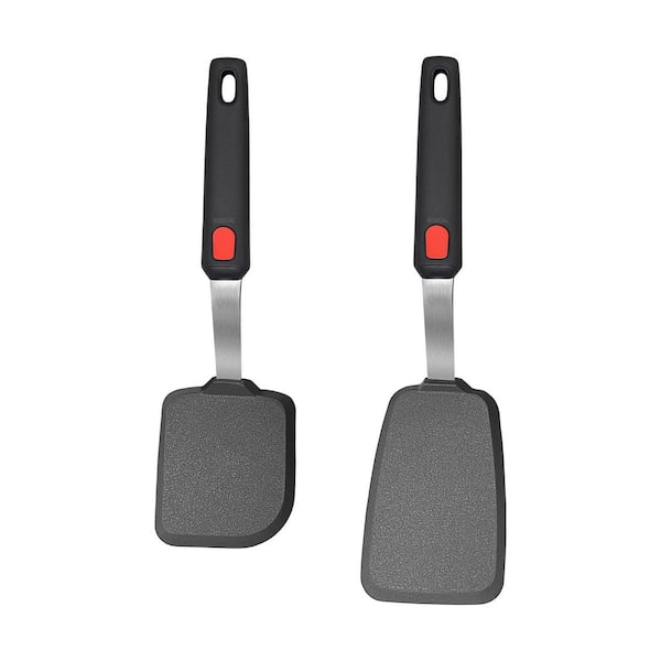Red Silicone Spatula Turner Set 2 Pack Heat Resistant Kitchen Utensil for Nonstick Cookware Pancakes Eggs
