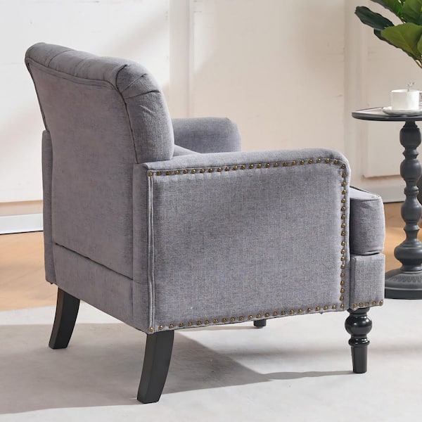Seafuloy 26 in. W Gray Corduroy Fabric Club Chair with Pillow Mid