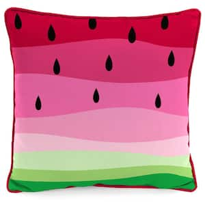 16 in. L x 16 in. W x 4 in. T Outdoor Throw Pillow in Watermelon Ombre