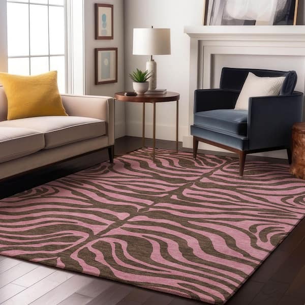 Mayfield Premium Machine Washable Abstract AMF1043 Brown 5 ft. x 7 ft. 6 in. Area Rug