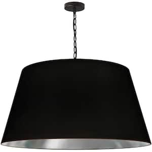 Brynn 1-Light Black LED Pendant with Black and Silver Fabric Shade