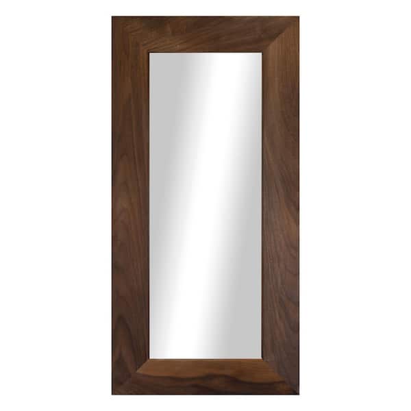 3 in. Walnut Frame (24 in. W x 33 in. H) Walnut Hardwood Rectangle Wall Mirror