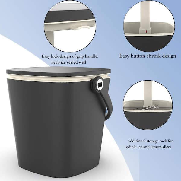 15-Can Black Multifunctional Outdoor Side Table with Snack Tray