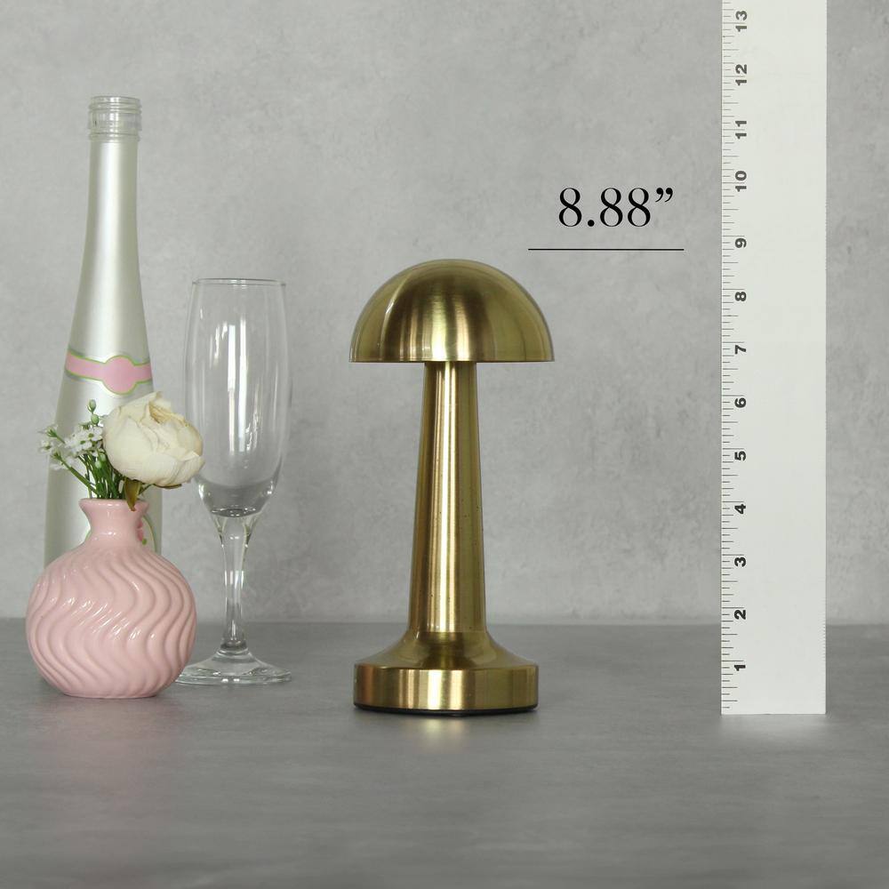 Gold Mini Metal Mushroom Cordless Touch Desk Lamp