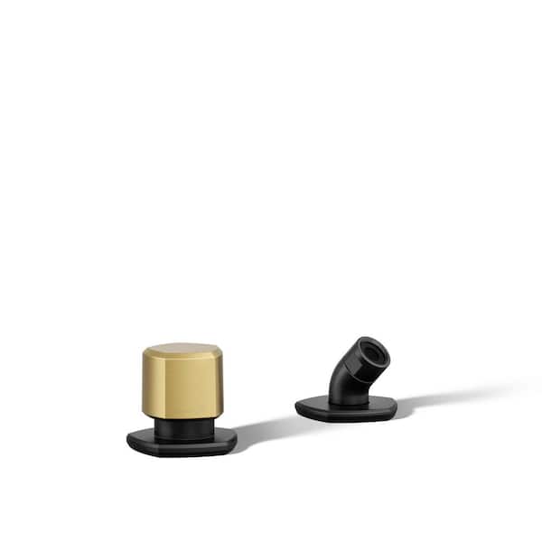 Occasion Deck-Mount Handshower Holder and 2-Way Diverter Valve in Matte Black with Moderne Brass