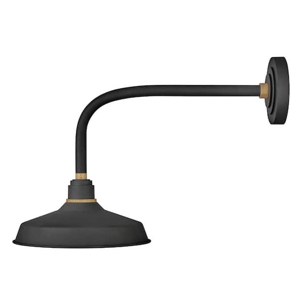 Foundry Medium 1-Light Textured Black Straight Arm Outdoor Barn Light Sconce