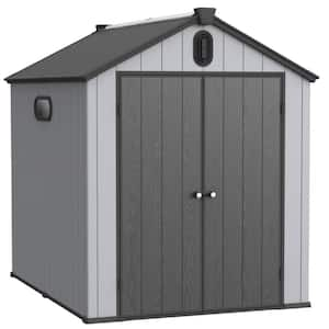 6 ft. W x 8 ft. D Gray and Black Resin Shed with Double Doors (48 sq. ft. )