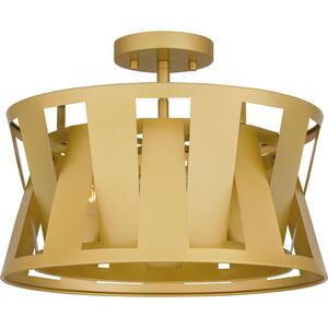 Sage 18 in. 3-Light Soft Gold Semi-Flush Mount