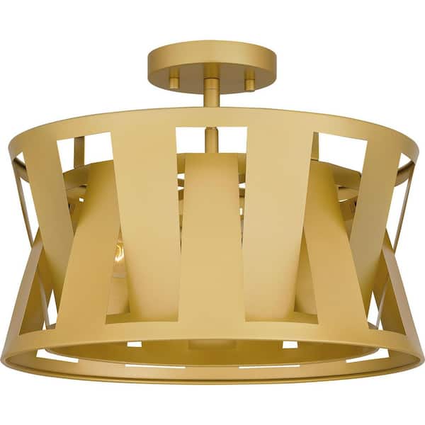 Quoizel Sage 18 in. 3-Light Soft Gold Semi-Flush Mount