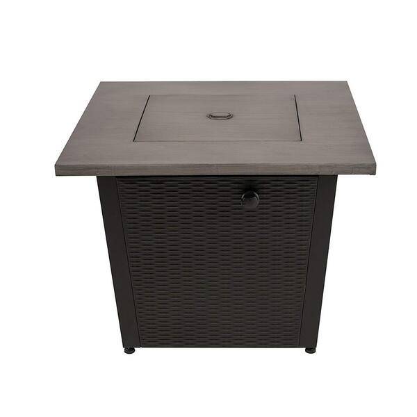 Unbranded 32 in. X 25 in. H Outdoor Square Gas Wicker Fire Pit Table