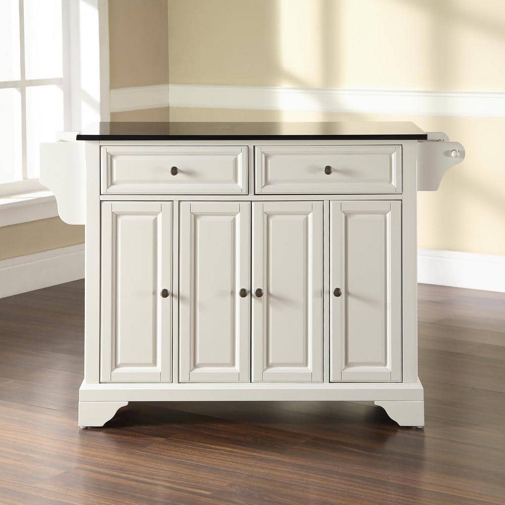 LaFayette White Granite Top Kitchen Island with Storage