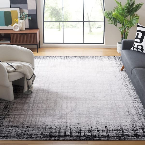 Skyler 7 ft. x 7 ft. Ivory Gray/Black Gradient Border Square Area Rug
