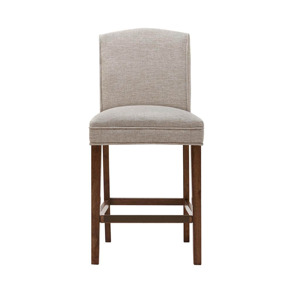 Elegant Cream Upholstered Counter Stool with Birch Wood Legs