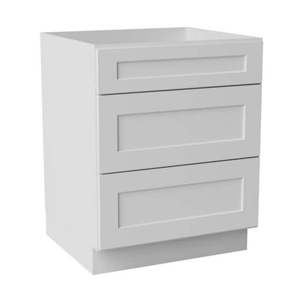 27 in. W x 24 in. D x 34.5 in. H Ready to Assemble Solid Wood Shaker Drawer Base Kitchen Cabinet in White