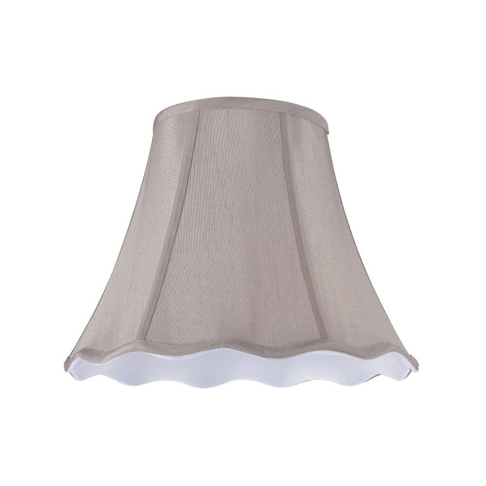 Taupe Silk Bell Lamp Shade with Scalloped Edge