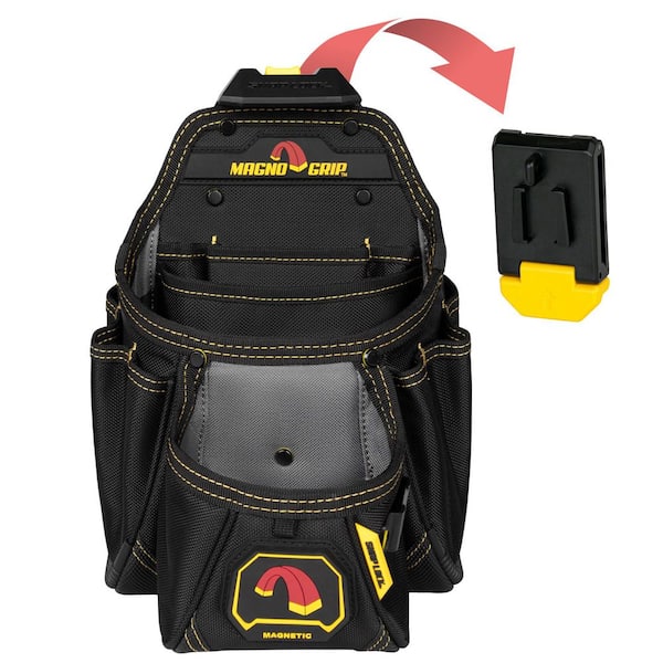 Snap Lock Contractor Tool Pouch with Magnetic Storage and Tape Measure Clip