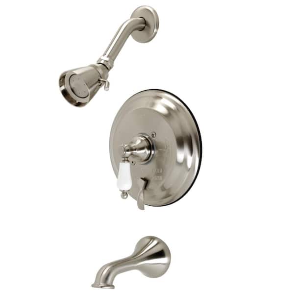 Kingston Brass Restoration Single Handle 1-Spray Tub and Shower Faucet 2 GPM with Corrosion Resistant in. Brushed Nickel