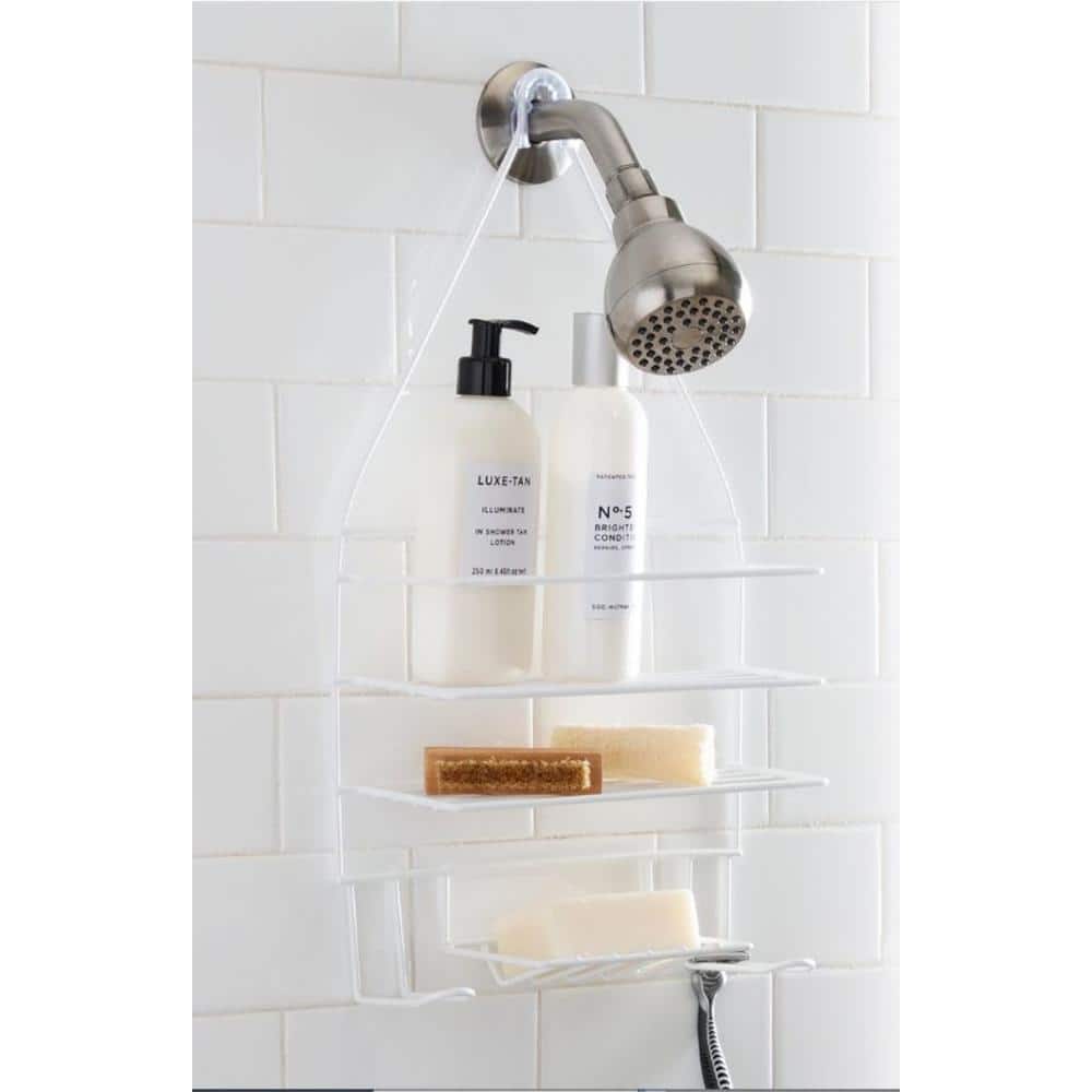 Style Selections Satin Nickel Aluminum 1-Shelf Hanging Shower Caddy  10.26-in x 5.11-in x 3.06-in in the Bathtub & Shower Caddies department at