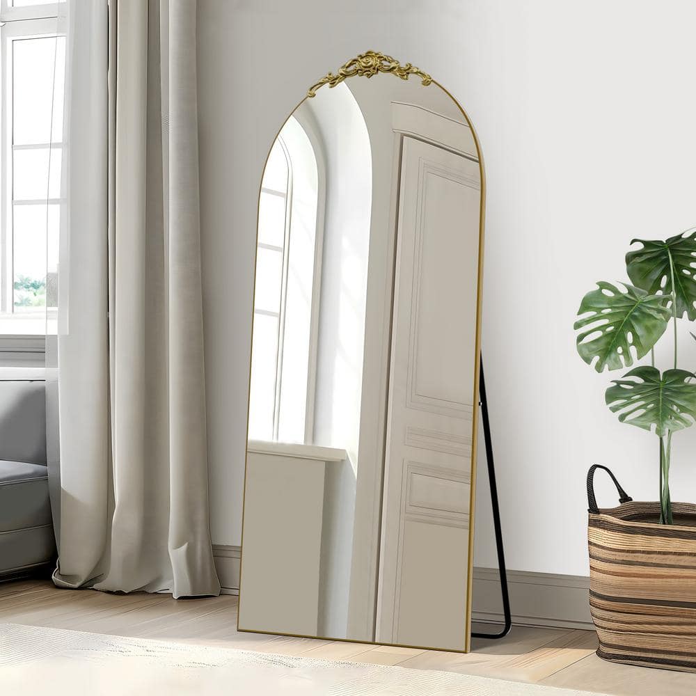 31 in. W x 71 in. H Wood Frame Arched Floor Mirror, Bedroom Living Room Wal