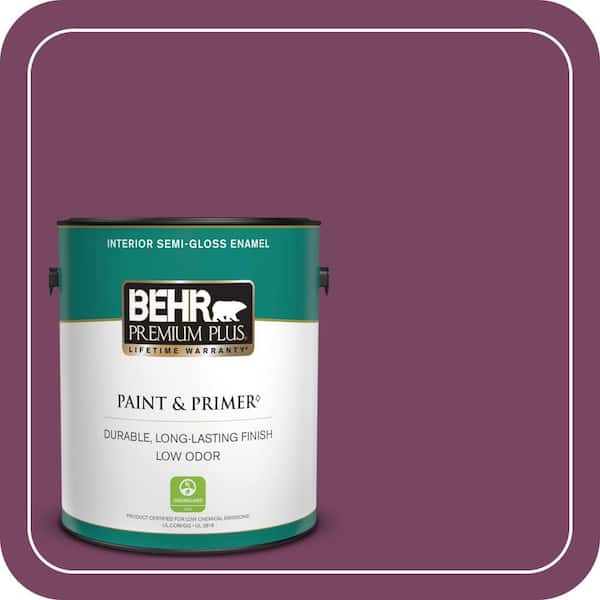BEHR PREMIUM PLUS 1 gal. #690B-7 Plum Jam Semi-Gloss Enamel Low Odor Interior Paint & Primer
