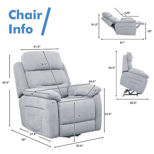 Costway Grey Fabric Power Lift Recliner Chair Sofa for Elderly w/Side  Pocket and Remote Control JL10020US-GR - The Home Depot